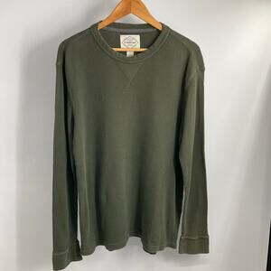 ST. JOHN’S BAY Olive Green Waffle Knit Long Sleeve Men’s Tshirt Sweater Large